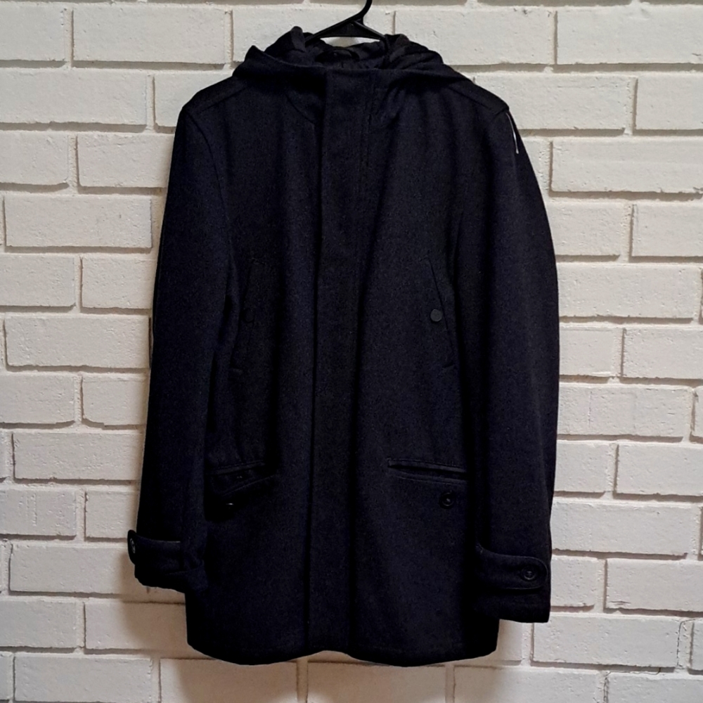 Stanley Adam's Dark Gray Wool Blend Hooded Business/Casual Coat. Size Small - Picture 2 of 11